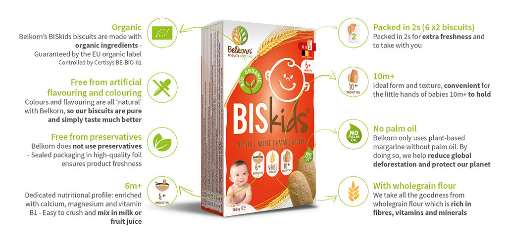 Bio Biscuiti pentru Copii 6 luni+ Biskids Belkorn 150 g