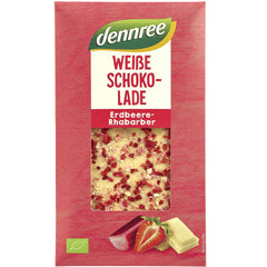 Bio Ciocolata Alba cu Capsuni si Rubarba 100 g