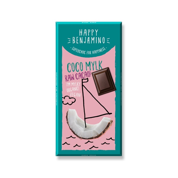 Bio Ciocolata Vegana din Boabe de Cacao Crude si Lapte de Cocos Fara Gluten Happy Benjamino 25 g