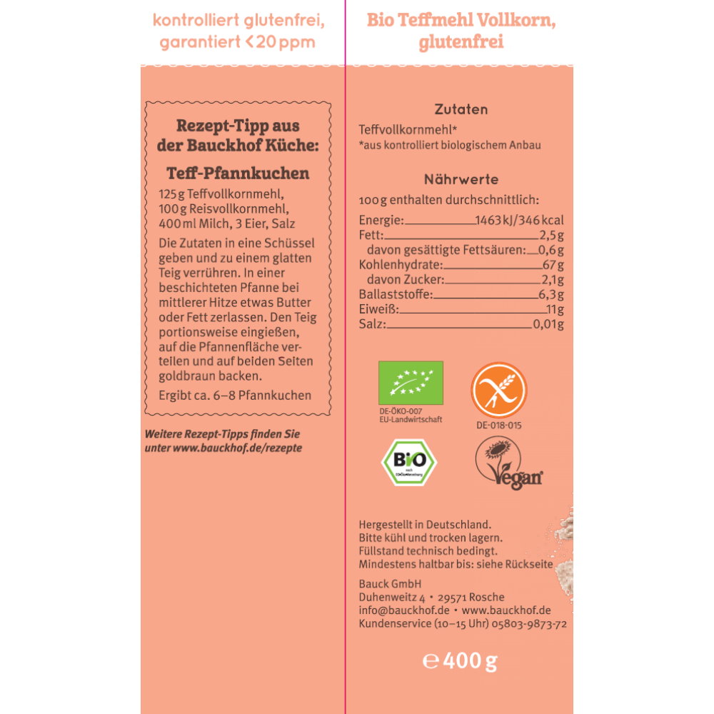 Bio Faina de Teff Bauck Hof 400 g