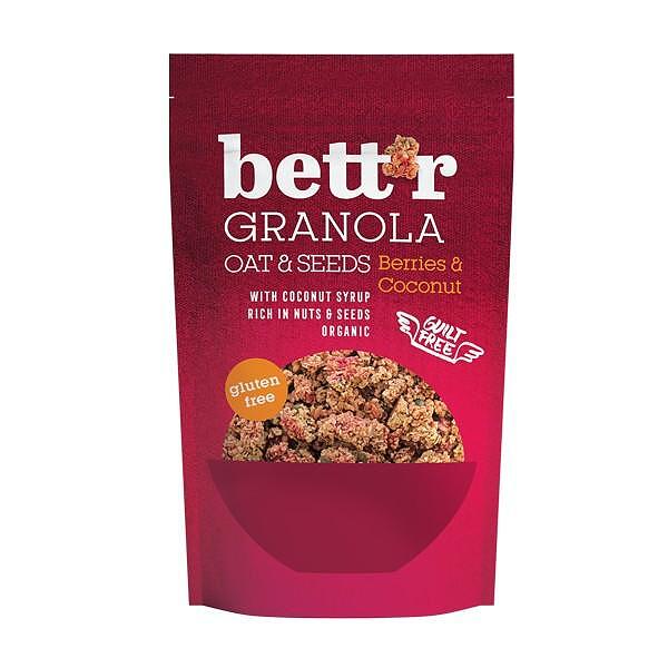 Bio Granola cu Ovaz si Seminte Fructe de Padure si Cocos Fara Gluten Bettr 300 g