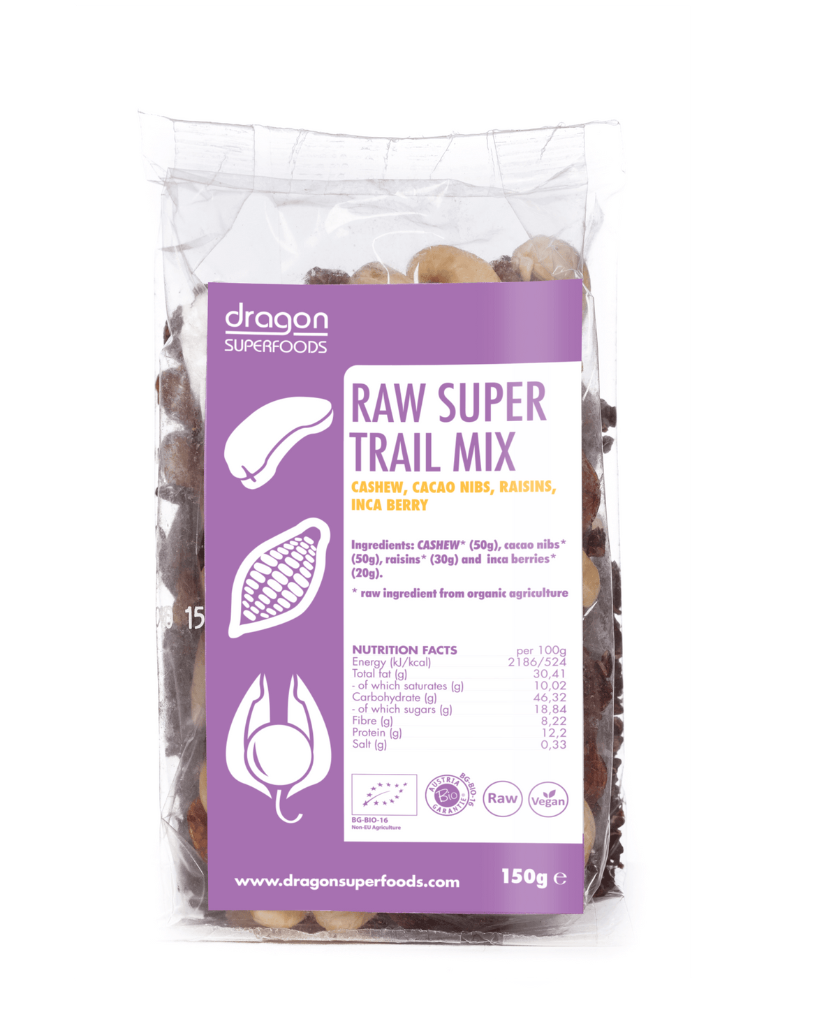 Bio Mix de Fructe Uscate si Nuci Raw Vegan Dragon Superfoods 150 g