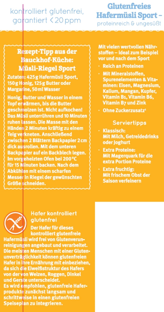 Bio Musli din Ovaz Protein Sport Fara Gluten Bauck Hof 425 g