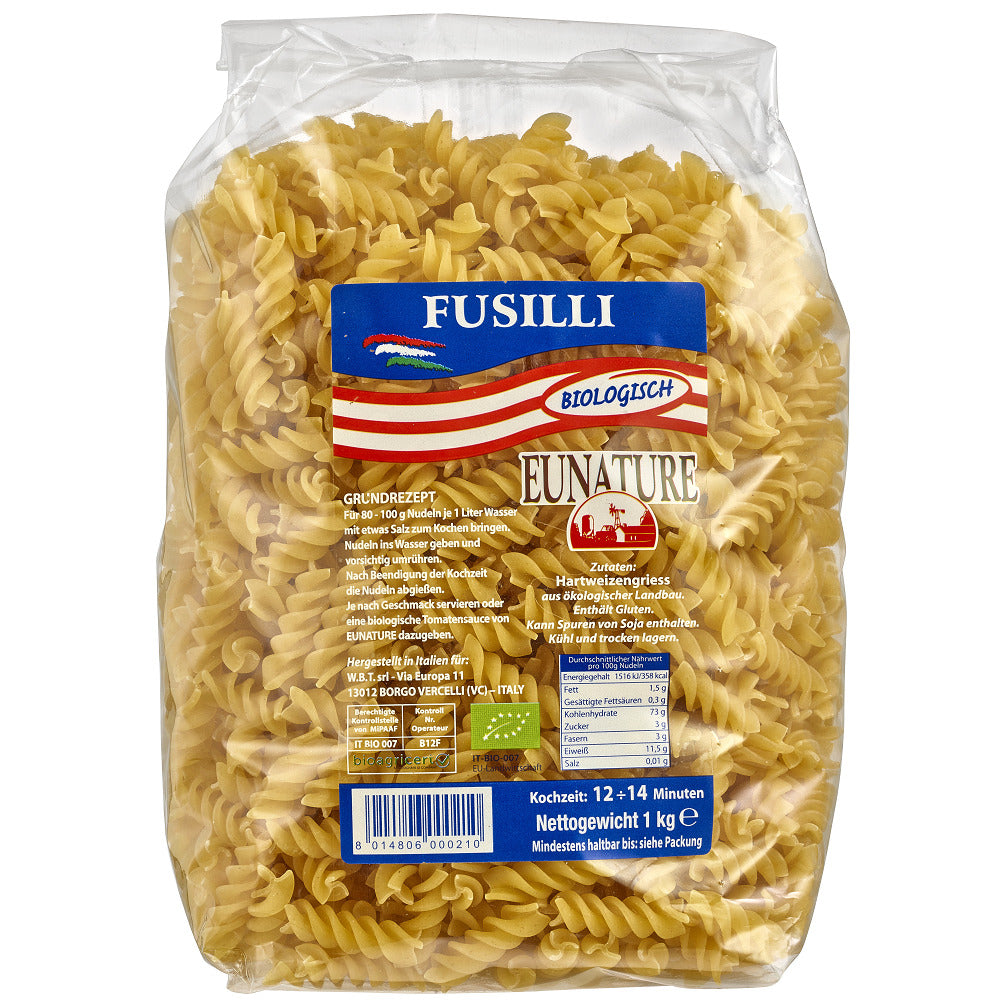 Bio Paste Fusilli din Grau Dur Eunature 1 kg