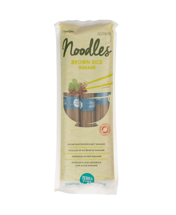 Bio Paste Noodles din Orez Brun cu Wakame Fara Gluten Terrasana 250 g
