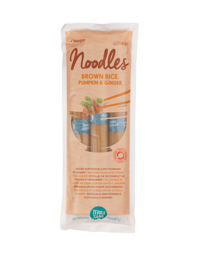 Paste Bio Noodles din Orez Maro cu Dovleac si Ghimbir Fara Gluten Terrasana 250 g