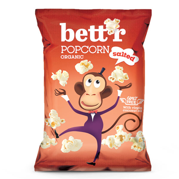 Bio Popcorn cu Sare de Mare Fara Gluten Bettr 60 g