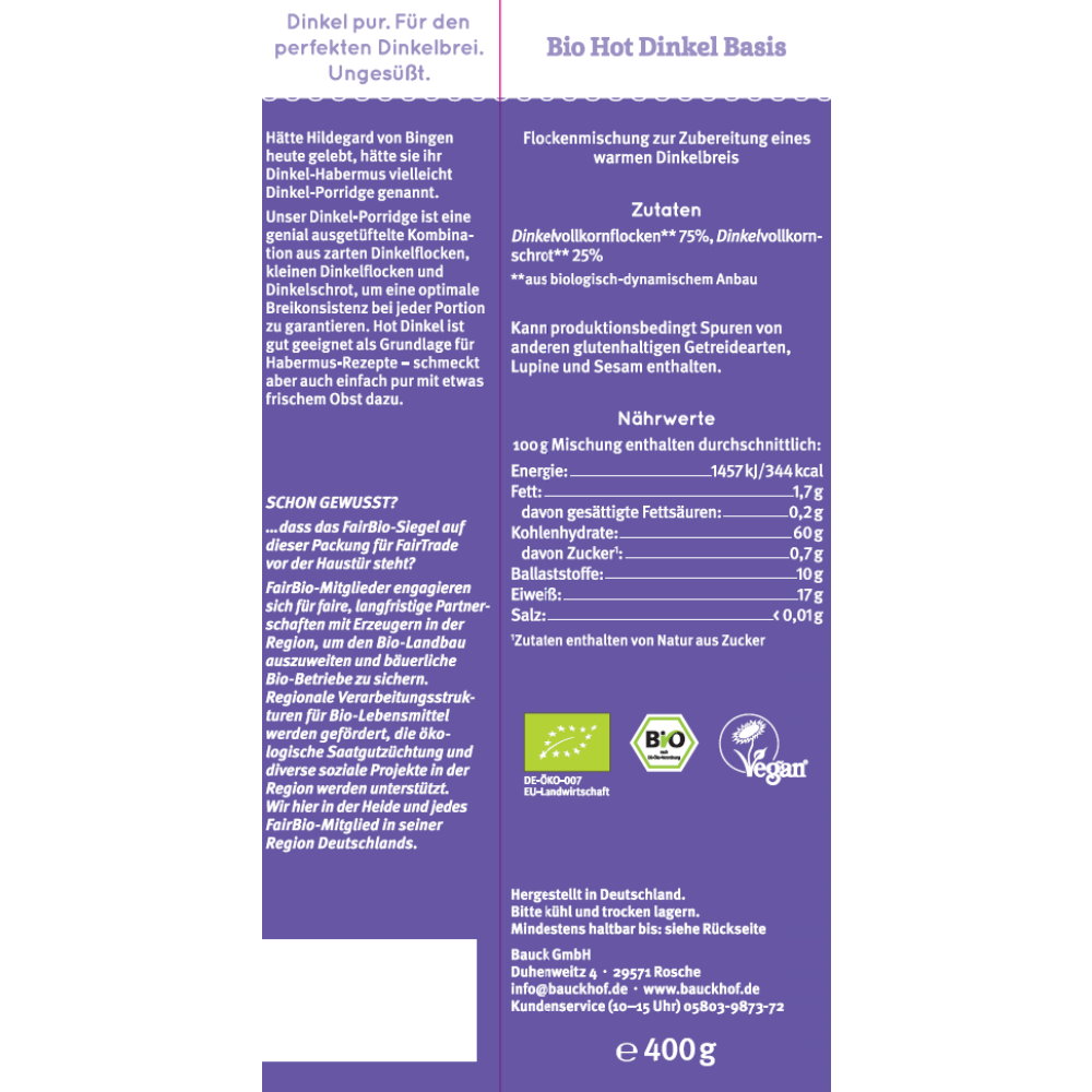 Bio Terci din Spelta Basis Bauck Hof 400 g