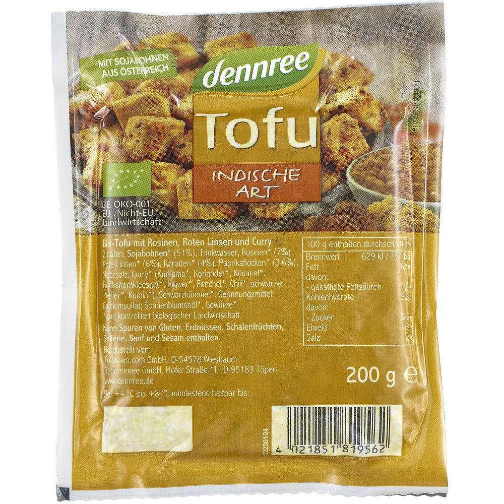 Bio Tofu in Stil Indian Dennree 200 g