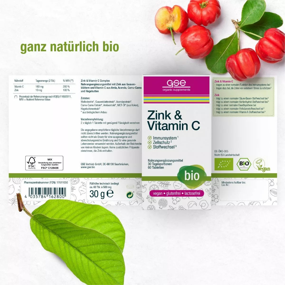 Zinc+Vitamin C Bio Complex GSE 500 mg 60 Tablete 30 g
