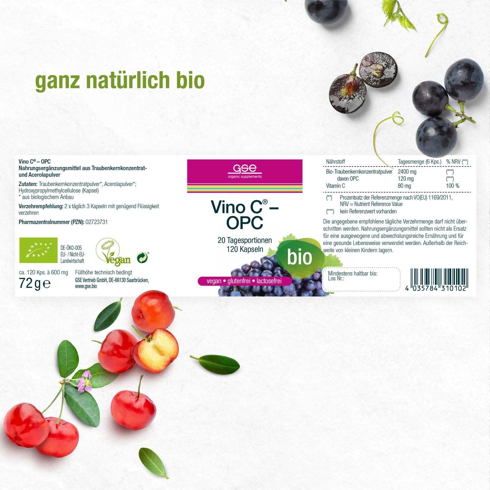 Bio Vitamina C Vino C GSE 120 Capsule 72 g