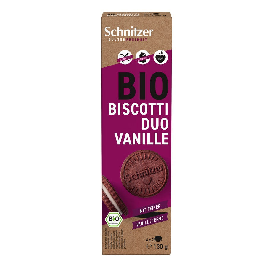 Biscuiti Bio Biscotti Duo Vanilie Vegan Fara Gluten Schnitzer 130 g