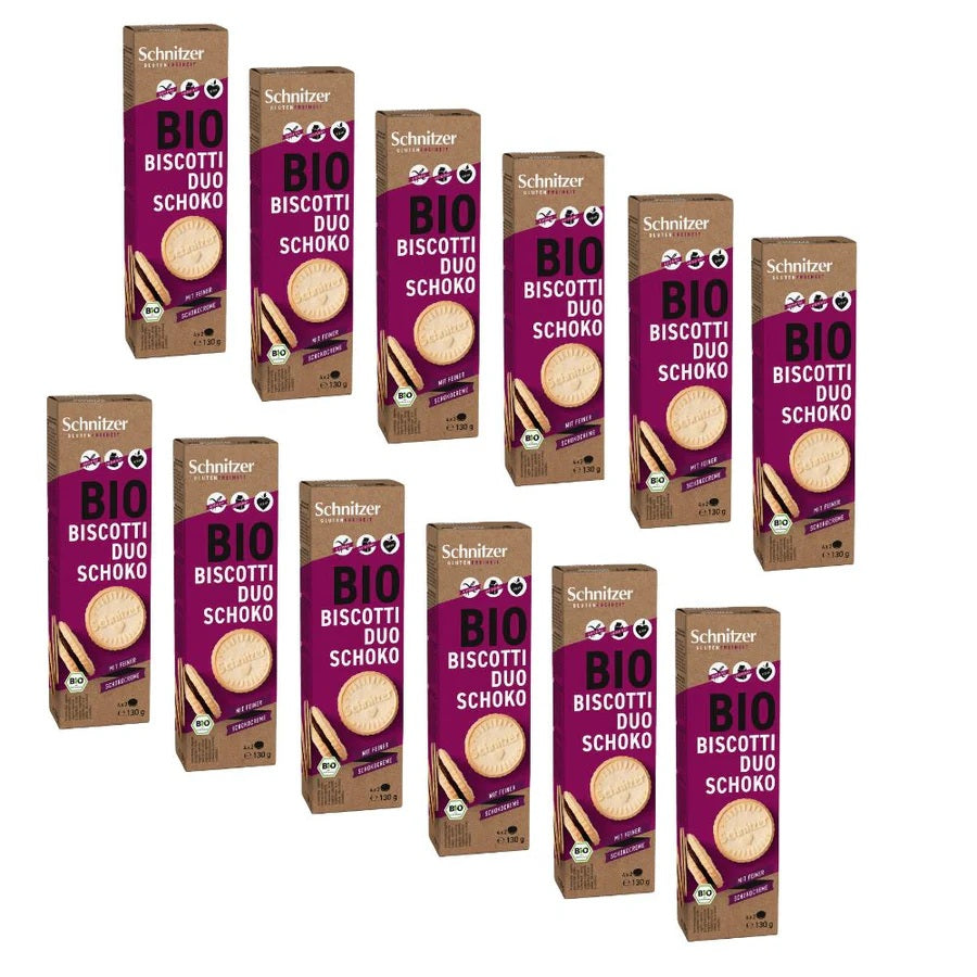 Biscuiti Bio Biscotti Duo cu Ciocolata Vegan Fara Gluten Schnitzer 130 g