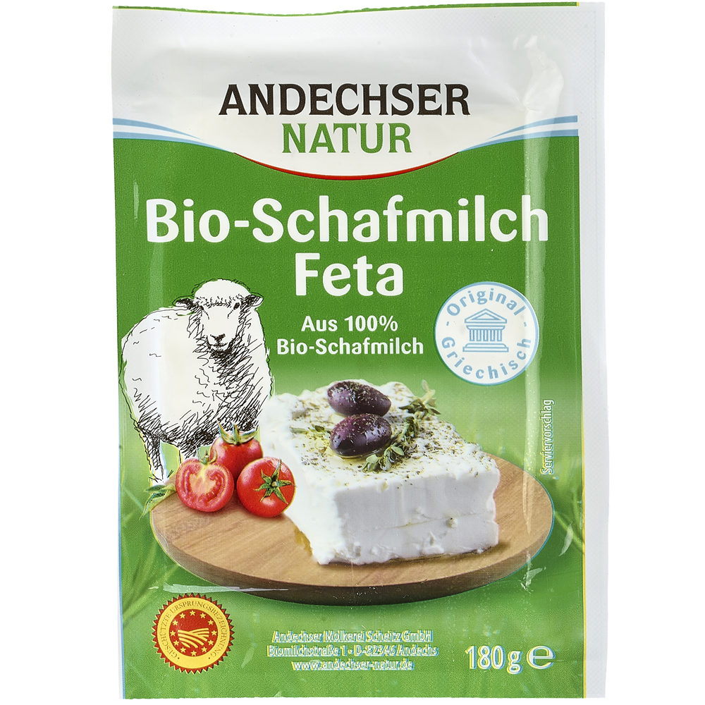 Branza Feta Bio din Lapte de Oaie 45% Andechser Natur 180 g