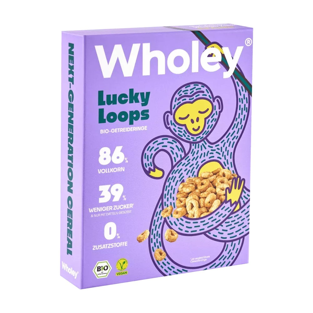 Cereale Bio din Grau Integral si Ovaz Ineluse Lucky Loops Wholey 275 g