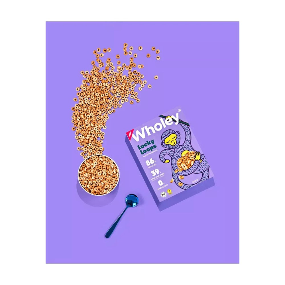 Cereale Bio din Grau Integral si Ovaz Ineluse Lucky Loops Wholey 275 g