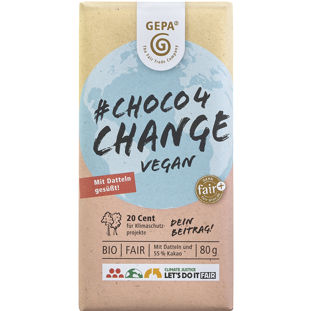 Ciocolata Vegana Bio cu Pudra de Curmale Choco4Change Gepa 80 g
