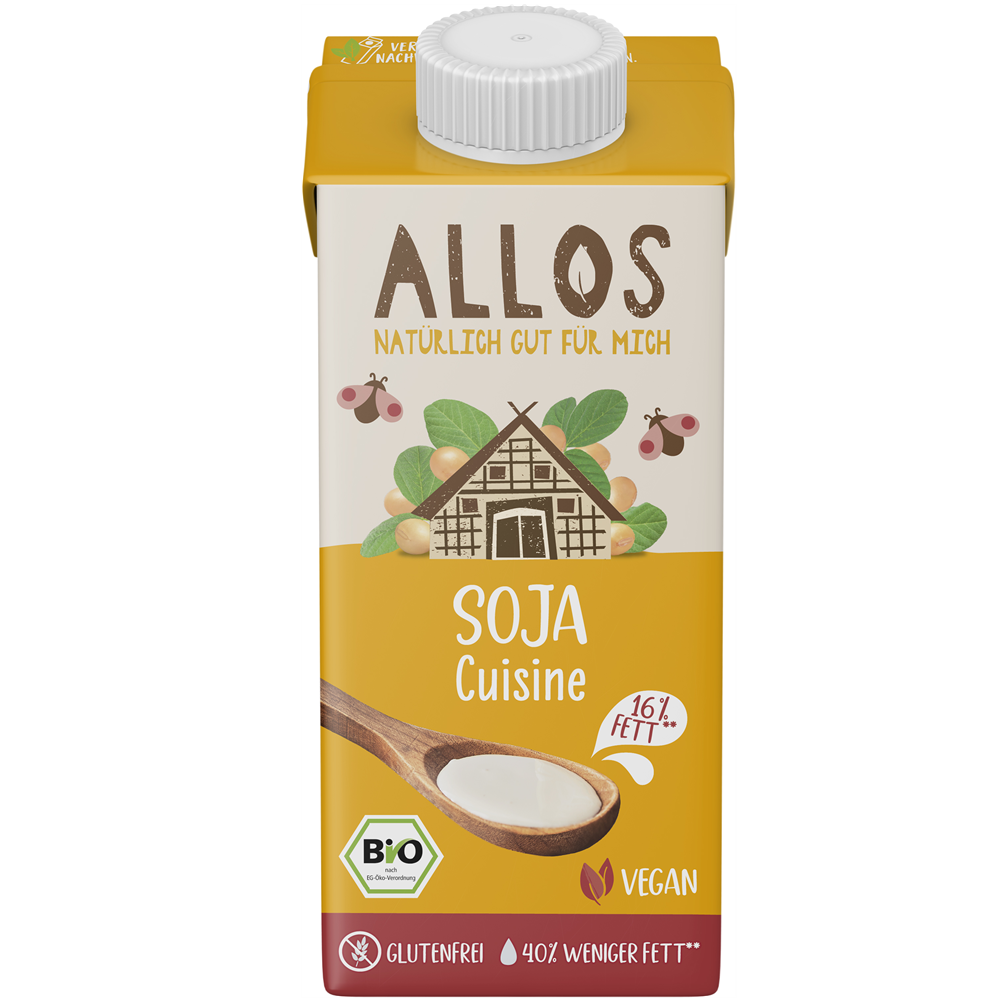 Crema de Soia Bio pentru Gatit Vegan Fara Gluten Allos 200 ml