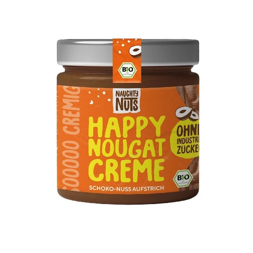 Crema Bio Vegana de Alune si Cacao Happy Nougat Naughty Nuts 250 g