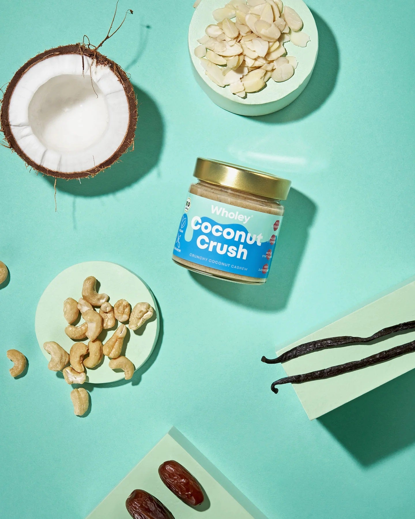 Crema Tartinabila Bio Vegana cu Cocos si Caju Coconut Crush Wholey 200 g