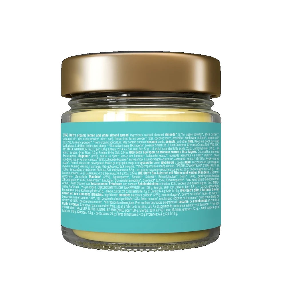Crema Tartinabila Bio de Migdale Albe cu Lamaie Bettr 200 g