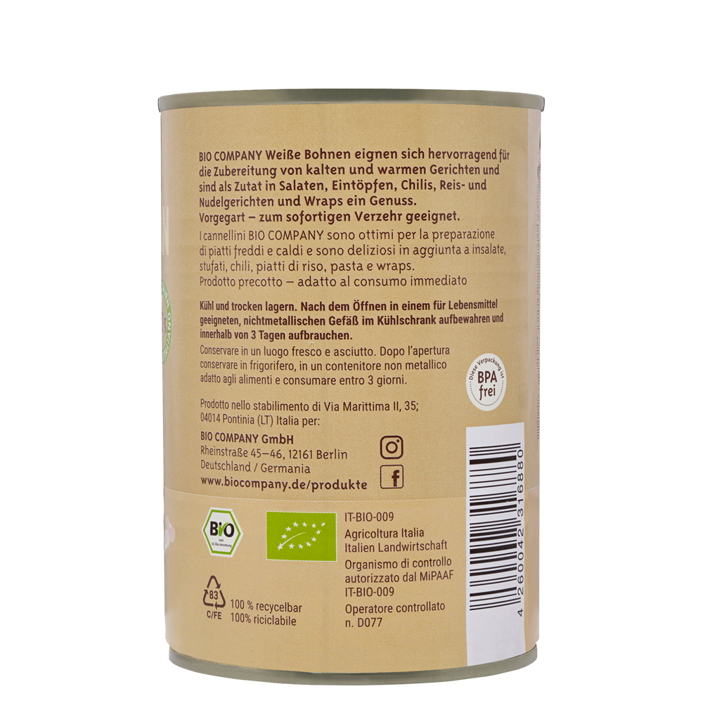 Fasole Alba Bio Conserva Bio Company 400 g