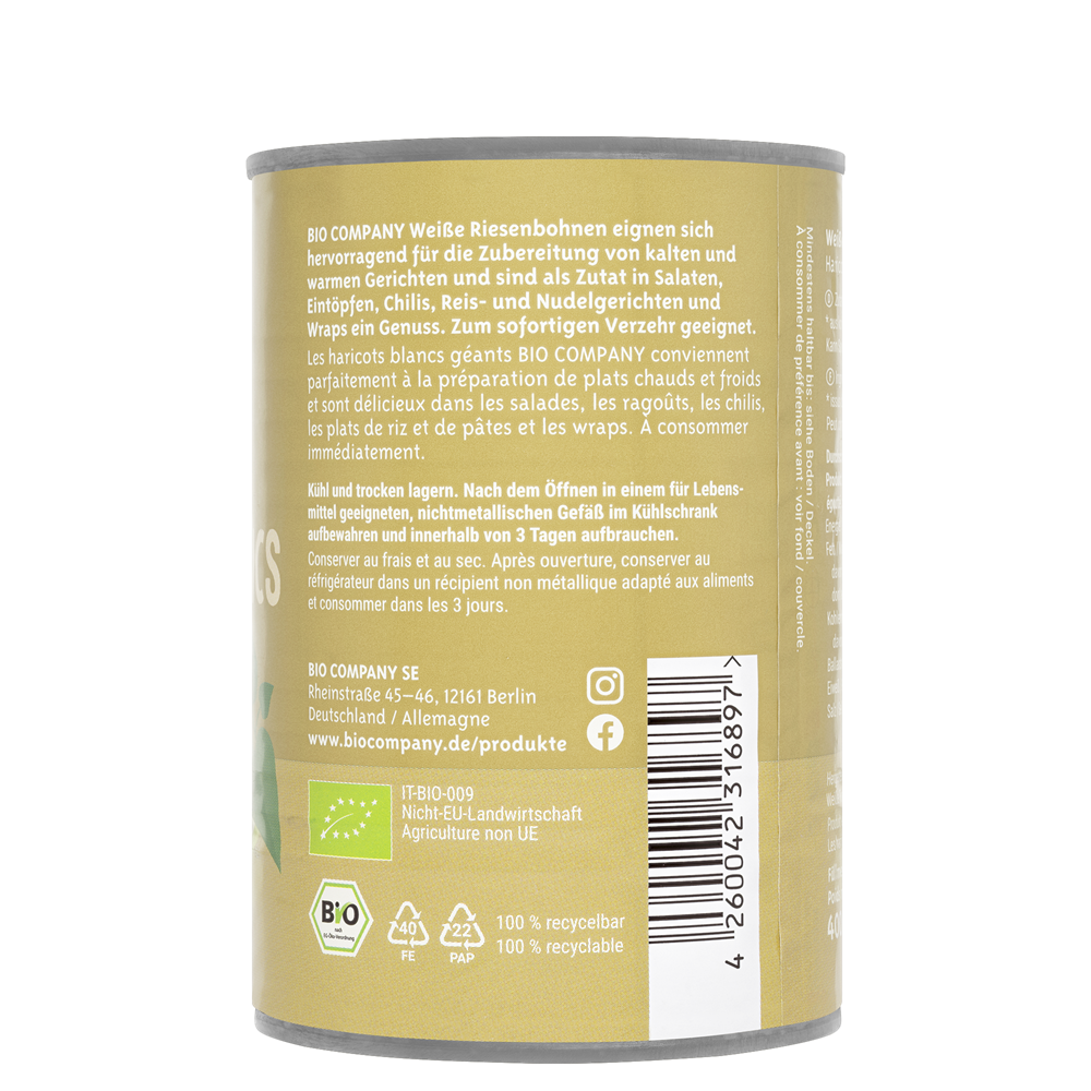 Fasole Alba Uriasa Bio Bio Company 400 g