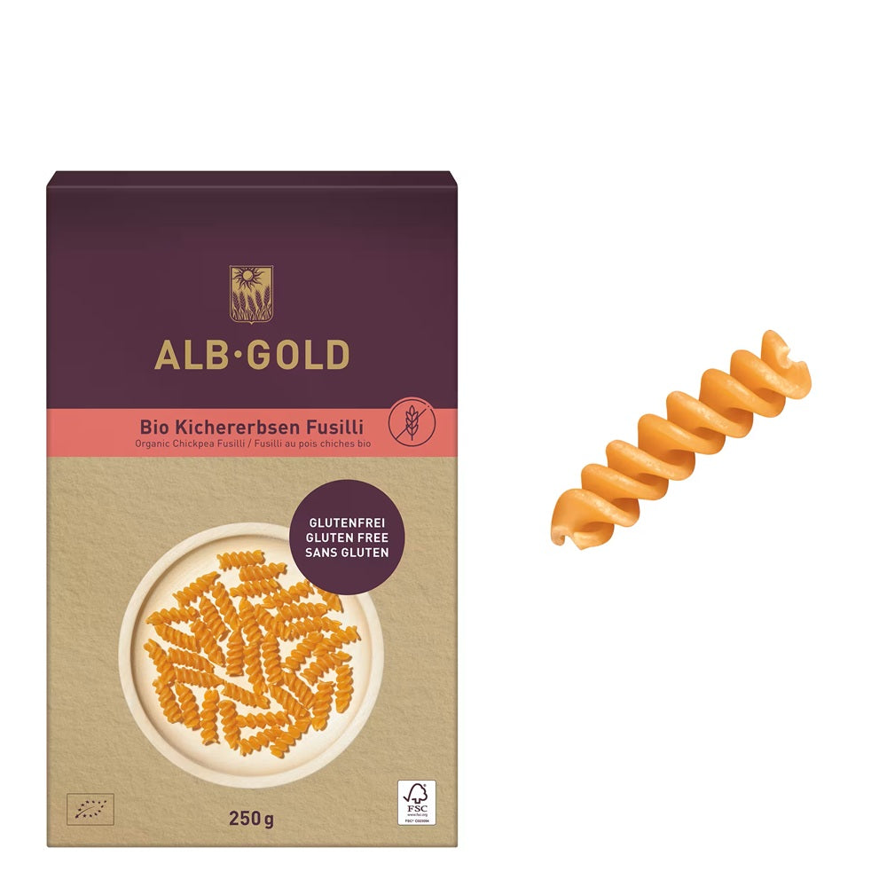 Fusilli Bio din Faina de Naut Fara Gluten Vegan Alb Natur 250 g