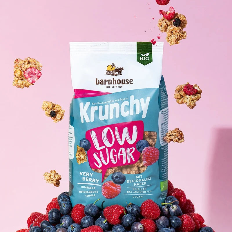 Granola Bio cu Fructe de Padure Low Sugar Krunchy Barnhouse 375 g