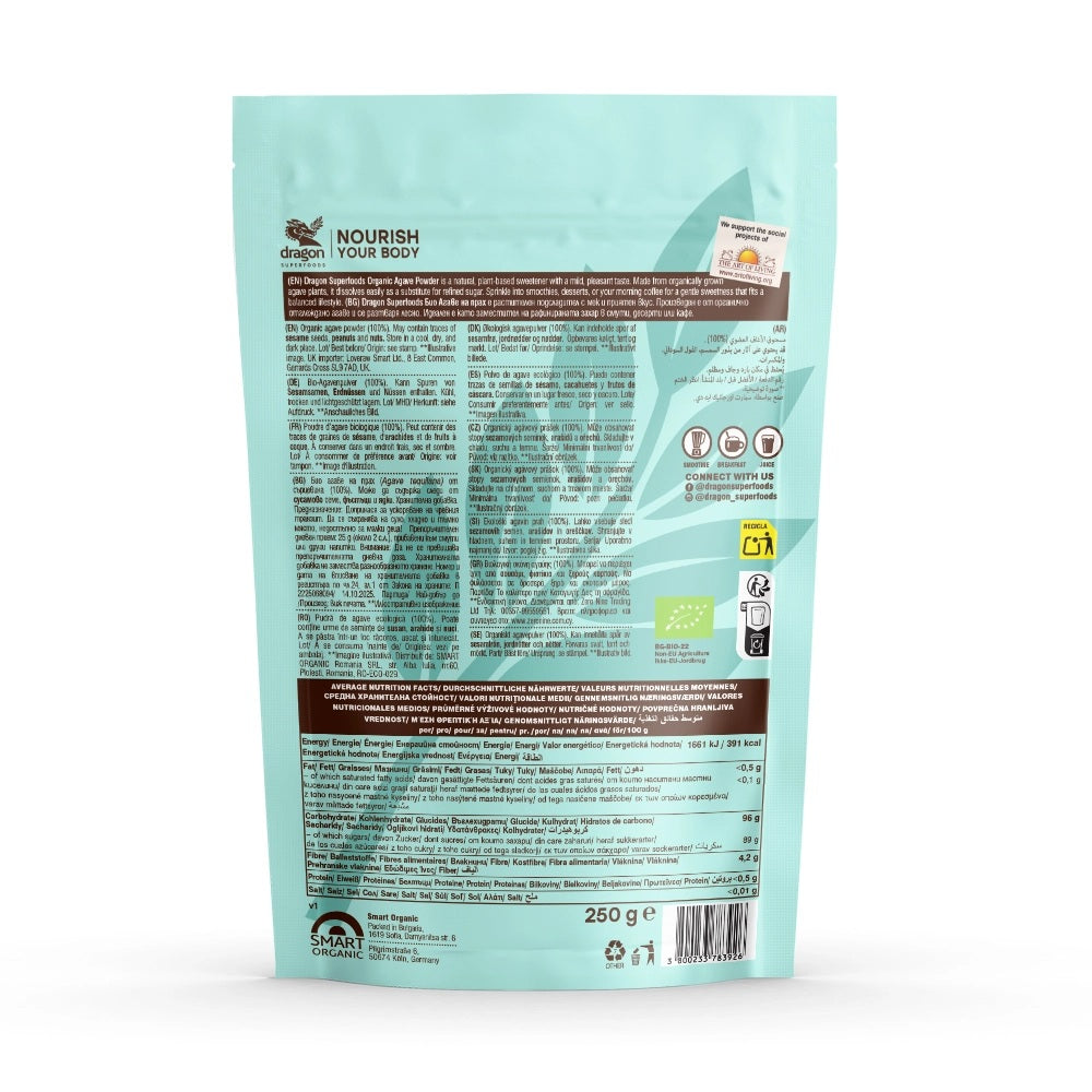 Indulcitor Bio Pudra de Agave Dragon Superfoods 250 g