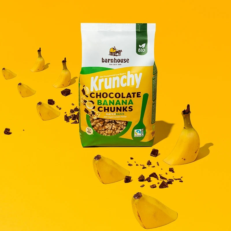 Musli Bio Crunchy cu Bucati de Banana si Ciocolata Barnhouse 450 g
