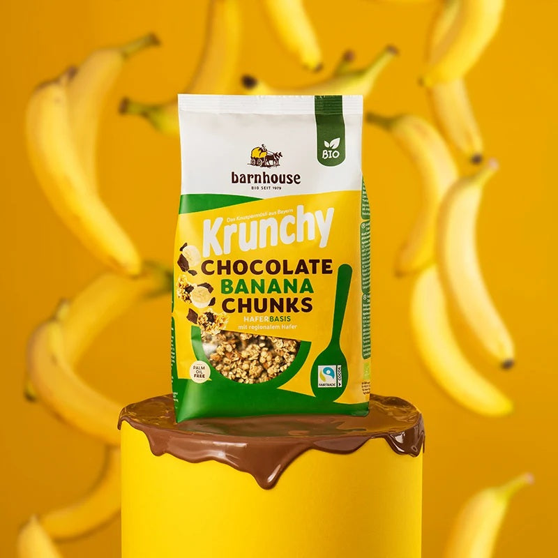 Musli Bio Crunchy cu Bucati de Banana si Ciocolata Barnhouse 450 g