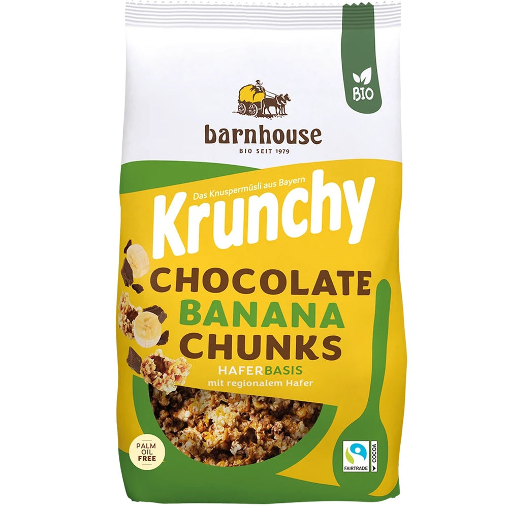 Musli Bio Crunchy cu Bucati de Banana si Ciocolata Barnhouse 450 g