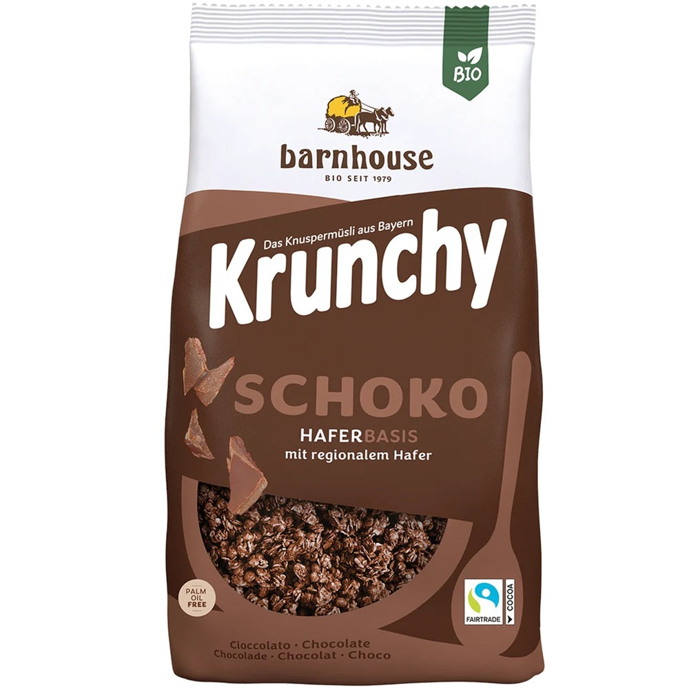 Musli Bio Crunchy cu Bucati de Ciocolata Crocanta Barnhouse 375 g