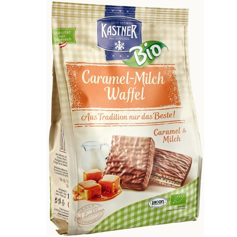 Napolitane Bio cu Caramel Invelite in Ciocolata Kastner 175 g