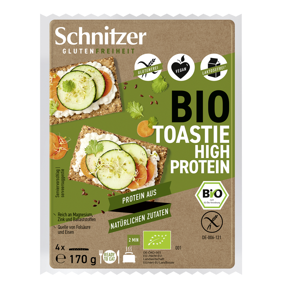 Paine Bio Fara Gluten Toastie High Protein Vegan Schnitzer 170 g