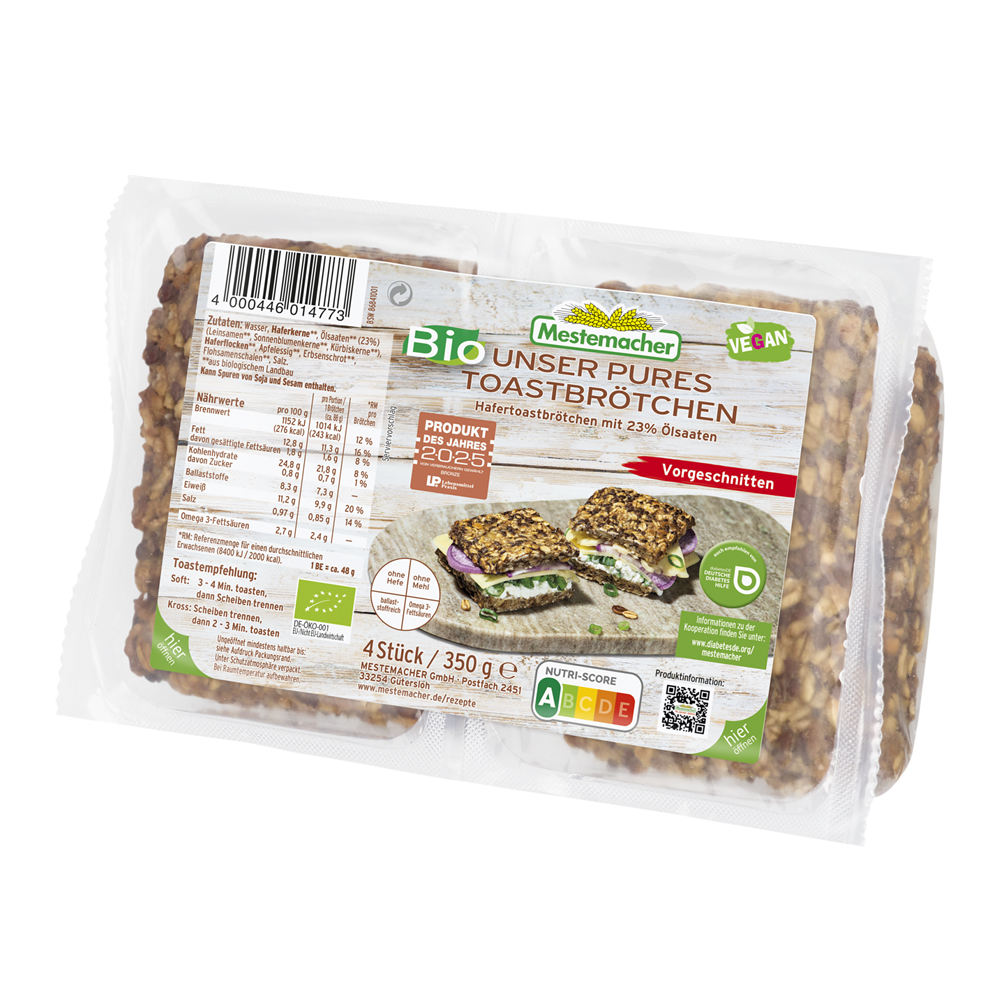Paine Toast Fara Faina cu 23% Seminte Mestemacher 350 g