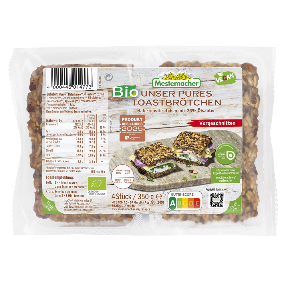 Paine Toast Fara Faina cu 23% Seminte Mestemacher 350 g