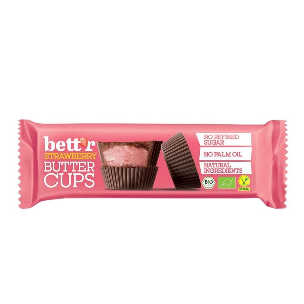 Praline Bio cu Unt de Nuci si Crema de Capsuni Bettr 3 x 13 g